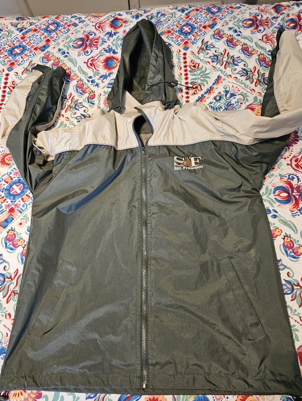 Vintage San Francisco Embroidered Jacket Mens L Golden Gate Bridge SF Euc 90s